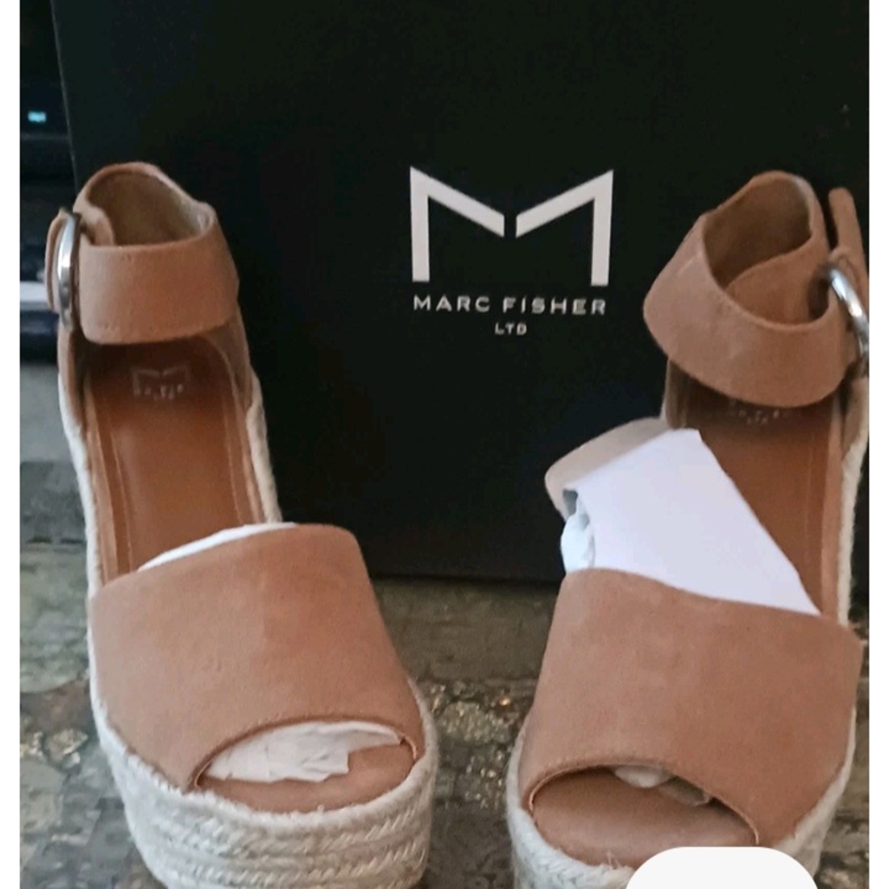 Marc Fisher Brown Espadrille Wedges